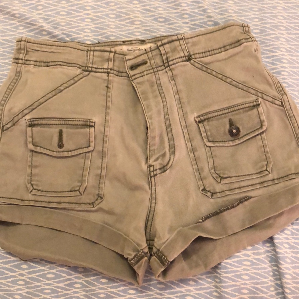 Green cargo style short shorts